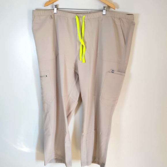 NWT Figs 6XLS Beige Pisco Basic Straight Leg Stretch Waist Drawstring Scrubs - Picture 3 of 10